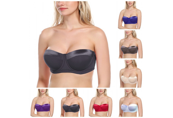 Women Strapless Bra Plus size 34-46 C/D/DD/E Half Cup Multiway