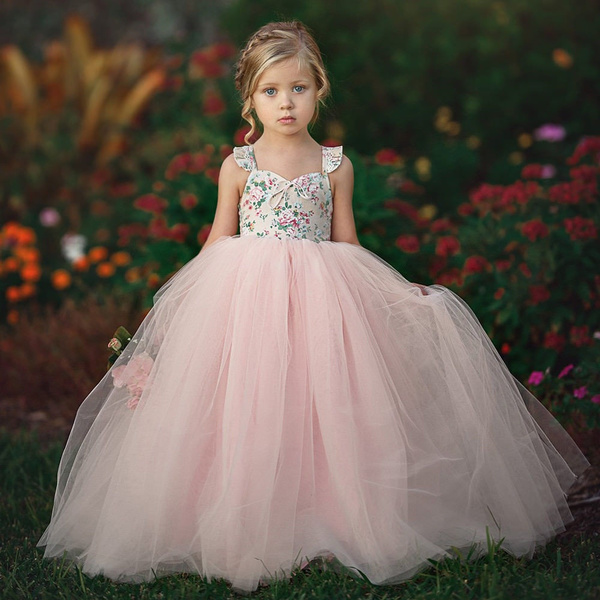 Little Girls Party Dresses | Tan Sequin Tiered Ruffle Tulle Gown – Mia  Belle Girls