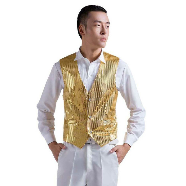 blue suit gold waistcoat