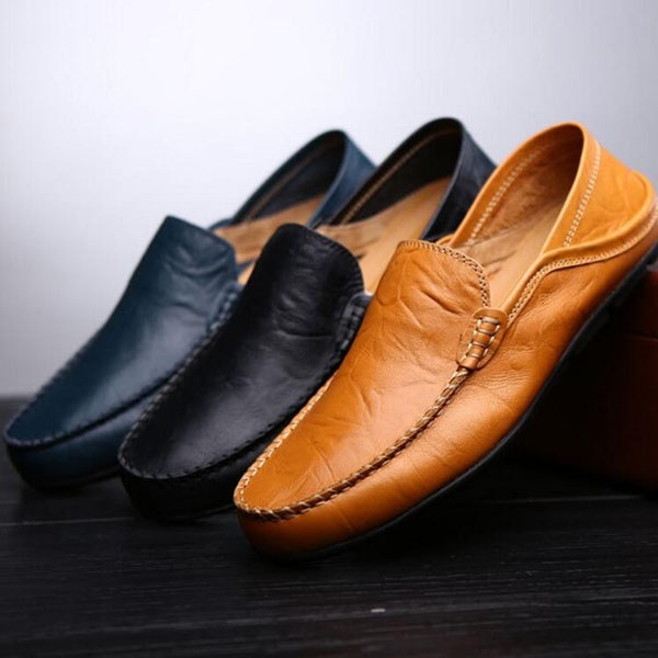 Men Soft Leather Slip-on Shoes Fashion Genuine Leather Moccasin Men ...