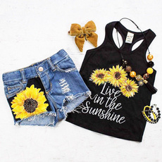 sunflowertshirt, Shorts, babygirlsvest, kidsoutwear