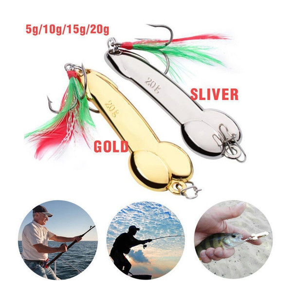 Penis Spoon Fishing Lure 5g-20g with Hook Gold//Silver Metal Bait Funny Tackle X1