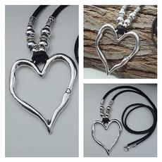 beadedwomannecklace, Heart, silverbibnecklace, Jewelry