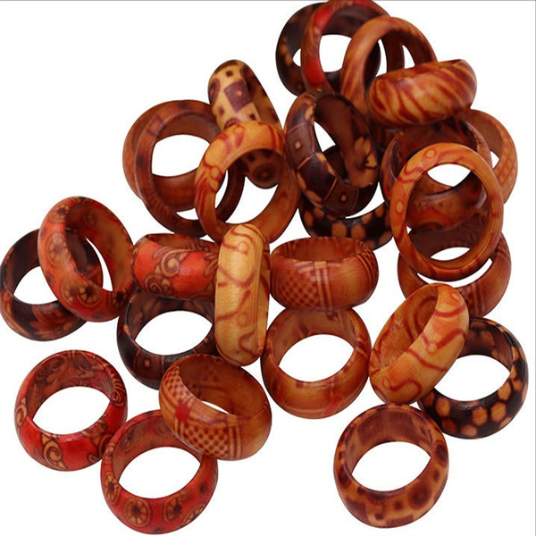 25pcs Nature Wood Rings Wooden Kids DIY Crafts Wholesale Jewelry Mixed Lots