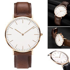 Men Ultra Thin Watches Luxury Simple Leather Shockproof Waterproof Silver Gold WirstWatch Man Dad Gifts