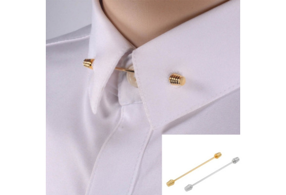 Voberry 1PC Mens Necktie Tie Clip Bar Clip Cravat Pin Round Collar Brooch 