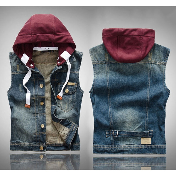 Fashion Casual Denim Hoodie Slim Fit 