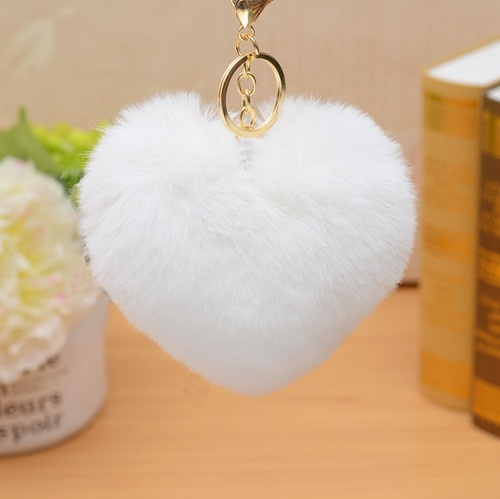 Jumbo Heart Pom Pom Keychain