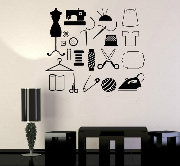 Fashion Design Tailor Atelier Wall Stickers Sewing for Women Wall Decals  Removable High Quality Hot Sale Wallpaper
