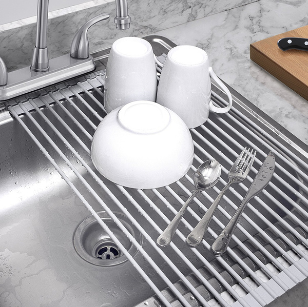 Roll Up Dish Drying Rack - Stainless Steel and Silicone Dish