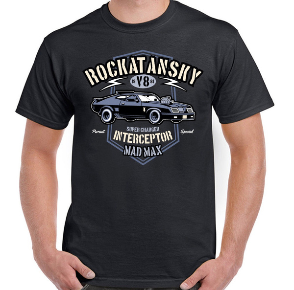 Rockatansky Mens Mad Max Inspired T-Shirt Supercharger Interceptor Car Film Rockatansky Mens Mad Max Inspired T-Shirt Supercharger Interceptor Car Film