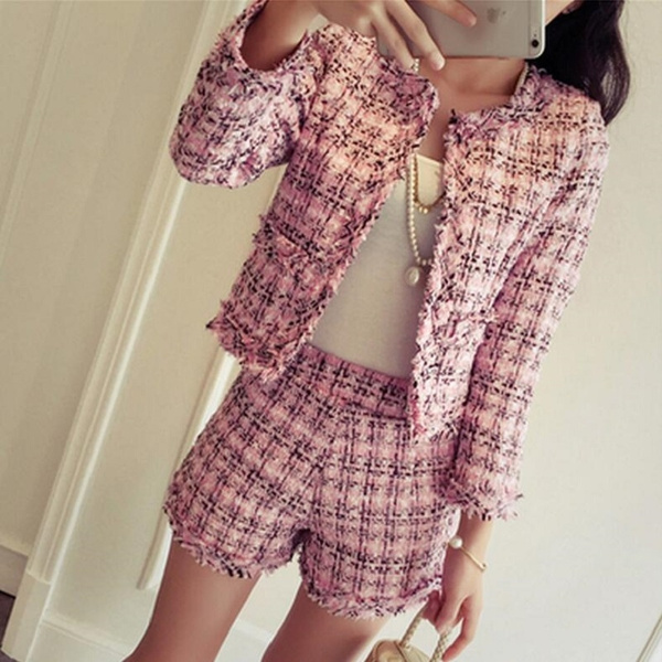 plaid short suit