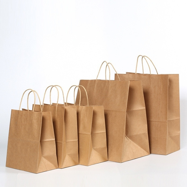 10Pcs Brown Kraft Paper Bags Gift Food Bread Candy Wedding Party Buffet Bags 