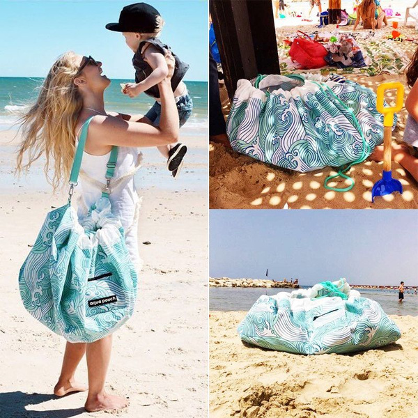 Baby Seaside Beach Waves Pattern Playmat Game Mats Mommy Bag Outdoor ...