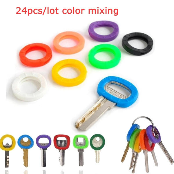 24pcs Lot Hollow Multi Color Rubber Soft Key Locks Keys Cap Key Covers Topper Keyring Cover Wish