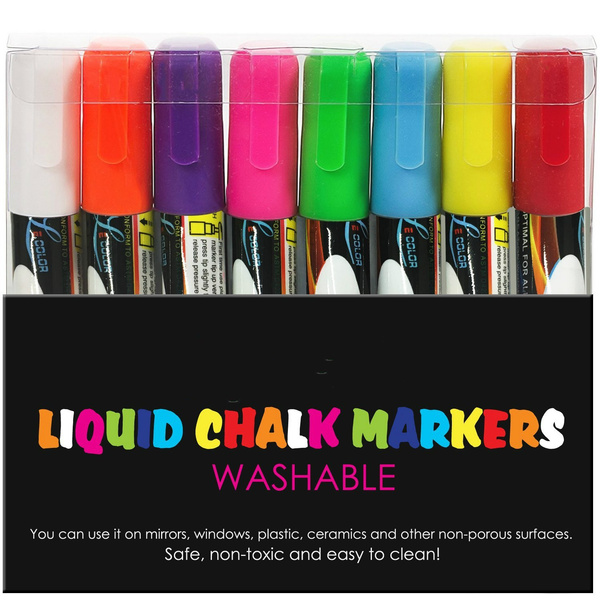Chalk Board Window Markers - 8 Pack Erasable Pens Great for