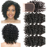 Brazilian Hair Bundles Water Wave Curly Weave Short Hairstyles Unprocessed Virgin Hair Extensions With Lace Closure 50g One Bundle 3 Bundles 150g Wish