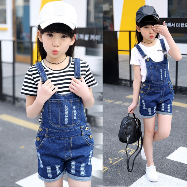 2pcs 2022 Summer Teen Girls Clothes portrait t-shirt + overalls