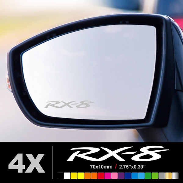 RX 8 WING MIRROR ETCHED GLASS CAR VINYL DECALS STICKERS SILVER ETCH MAZDA RX-8