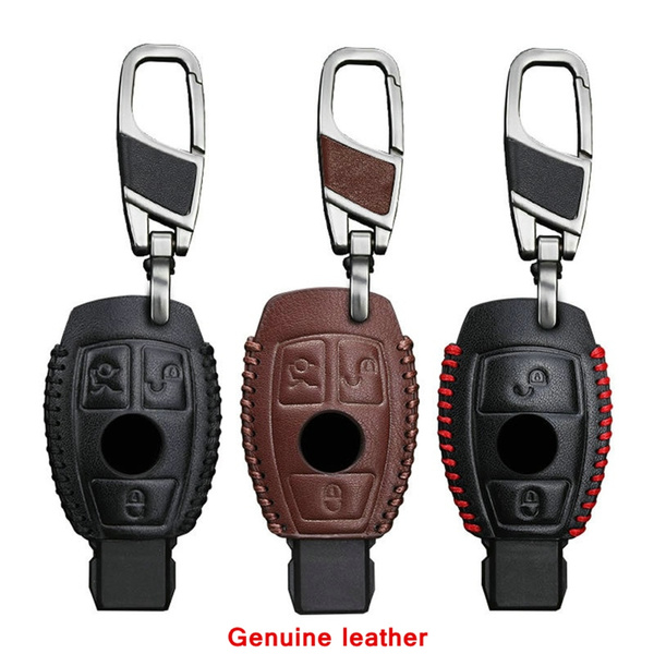Genuine Leather Men Car Key Bag Case Cover Key Holder Chain For Mercedes Benz