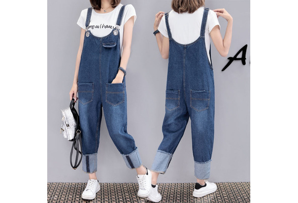 TWDYC Fashion Women Denim Jumpsuit Spring Loose Jeans Rompers Female Casual  Plus Size Leaves Print Overall Suspenders Playsuit (Color : A, Size : 2XL  code) price in UAE,  UAE