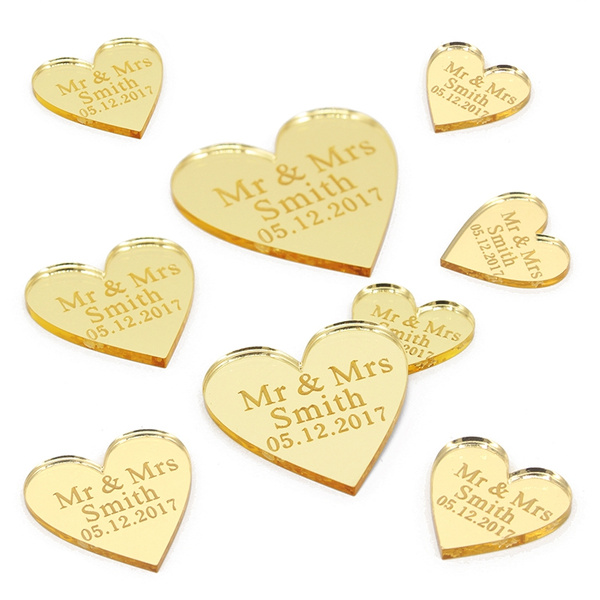 Personalized Engraved Mr & Mrs Love Heart Wedding Party Table Centerpieces Decor 