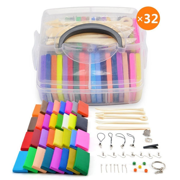32 Blocks Polymer Clay Set Colorful DIY Soft Craft Oven Bake Modelling Clay  Kit
