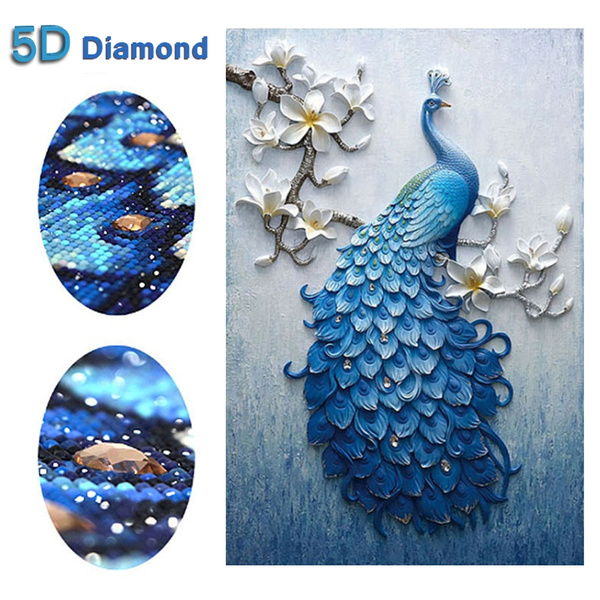 Diy 5d Large Size Master Advanced Flower White Peacock Symbol Holy