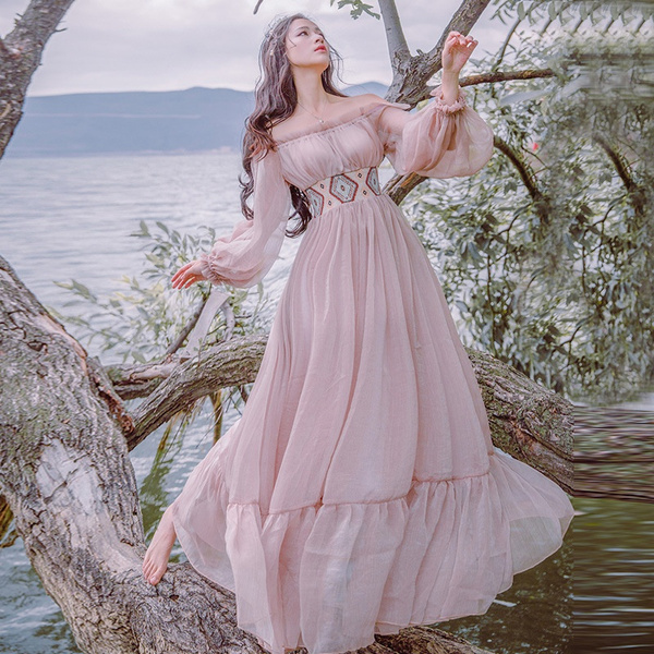 light pink medieval dress