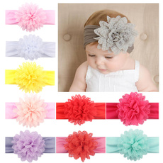 Baby Kids Girl Child Toddler Infant Grid Chiffon Flower Floral Hairband Turban Headband Headwear Hair Band Accessories