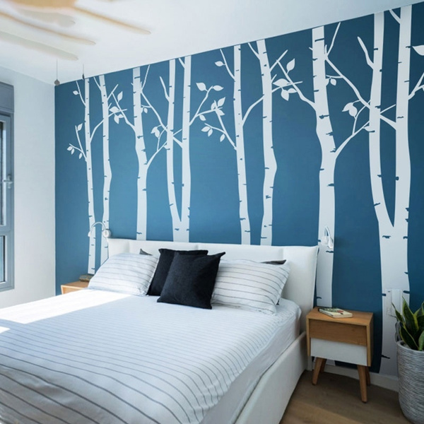 Large Birch Tree Wall Decal Nursery Forest Vinyl Sticker Removable Branches Art Stencil Leaves Home Decor Wish - Forest Nursery Wall Decals