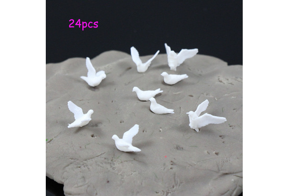 Model Train Unpainted WHITE DOVE BIRDS x 4 Assorted HO/OO Scale 