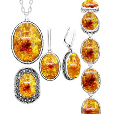 simulatedamberset, amber, Flowers, antiquejewelryset