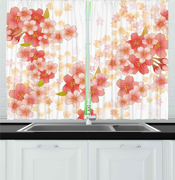 Japanese Cherry Blossom Romantic Paint Eastern Oriental Art Window Drapes 2 Panel Set for Kitchen Cafe Decor 55 X 39 Ambesonne Flower Kitchen Curtains Fuchsia Purple Japanese Cherry Blossom Romantic Paint Eastern Oriental Art Window Drapes 2 Panel Set for Kitchen Cafe Decor 55 X 39 Ambesonne Flower Kitchen Curtains Fuchsia Purple