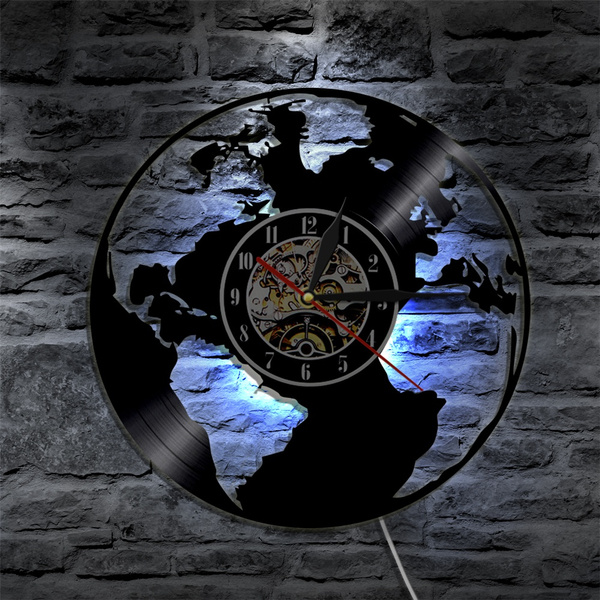World Map Led Backlight Travel Around The Silhouette Vinyl Record Wall Clock Home Decor Art Wish - Led Backlit Wall Clock World Map Led Backlight Travel Around The Silhouette Vinyl Record Wall Clock Home Decor Art Wish - Led Backlit Wall Clock