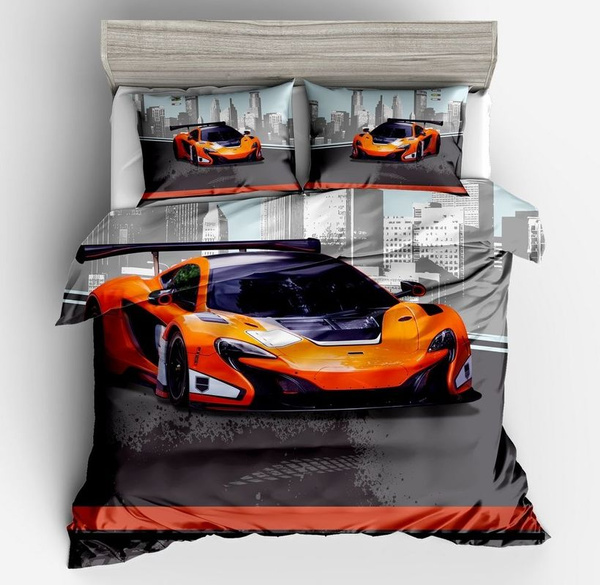 Orange Sd Sport Car Bedding Set, Cars Bedding Set Queen Size