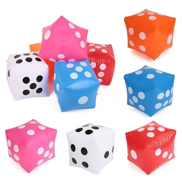 GIANT INFLATABLE DICE IN BLUE NOVELTY GARDEN OUTDOOR FAMILY GAME BEACH TOY LC 