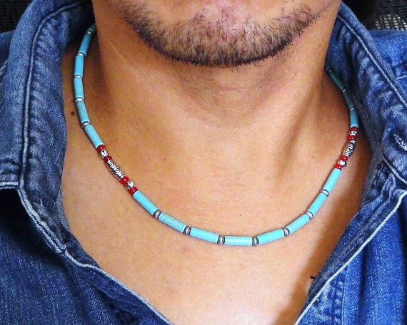 Special Necklace Gifts for Men / One of a Kind Genuine - Etsy | Turquoise  jewelry mens, Mens beaded necklaces, Turquoise jewelry necklace