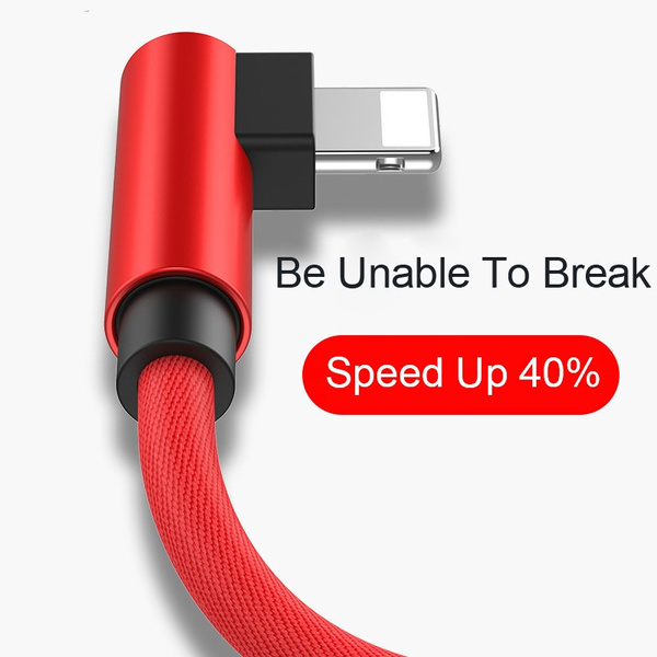 90 Degree Nylon USB Cable for IPhone X 6 6s 7 8 Fast Charging Cable for