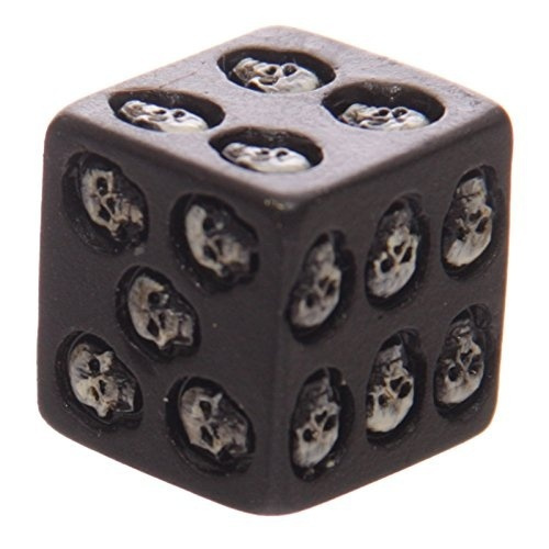 NEW SET OF 5 NOVELTY BLACK RESIN SKULL DICE Party Funny Games Decorative FI