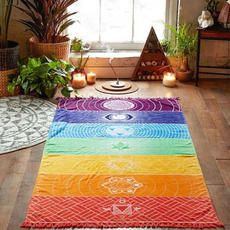 Rainbow Stripes Scarf Bohemia Wall Hanging India Mandala Blanket 7 Chakra Colored Tapestry Summer Boho Beach Towel Yoga Mat