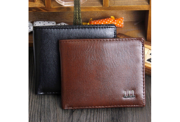 Eyiiye Designer Luxury Brand Small Short Genuine Leather Men Wallet Male Coin Purse Bag Cuzdan Vallet Card Money Perse Walet Portomonee Black Onesize