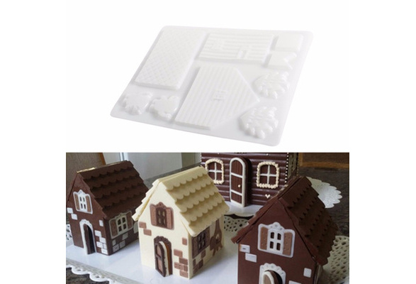 3D Christmas Gingerbread House Silicone Mold Chocolate Cake Mould DIY  Biscuits Baking Tools