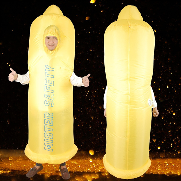 One Size Adult Inflatable Condom Costume Carnival Party Costume Halloween Blow Up Fancy Dress 