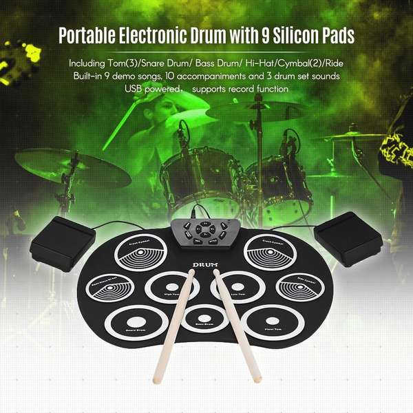 portable electronic drum set roll up