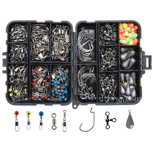 Details about   128x Carp Fishing Accessories Hooks Swivels Sinker Set Fish Gear with Tackle Box 