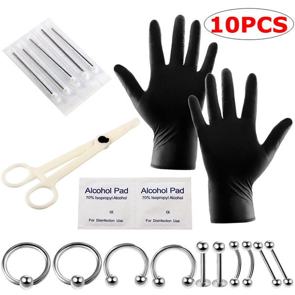 10 pcs Body Piercing Tools Forceps Kit