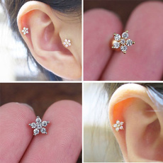 Flowers, conchearring, cartilage earrings, Jewelry