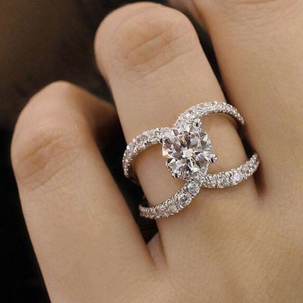 14k 3MM Unique X Cut Design Diamond Wedding Ring – FERKOS FJ