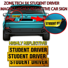 Magnet, Decal, 3xreflectivestudentdrivermagnetcardecal